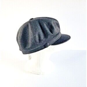 NWT BARBISIO Charcoal Gray Lana Wool Newsboy Cap Sz 62 7 3/4 Italy